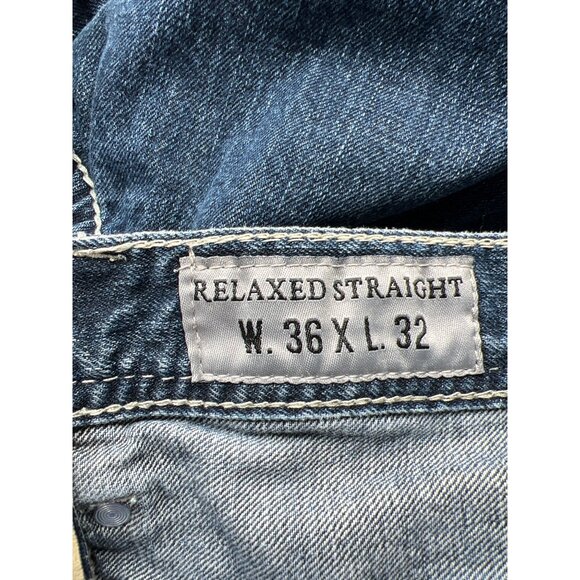 Faded Glory Jeans Size 36x32 Relaxed Straight Dark Wash Authentic Premium Denim - Picture 6 of 8